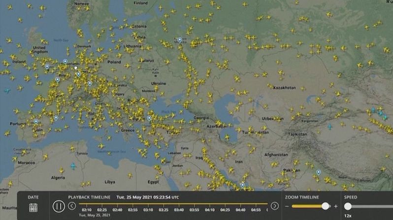 Záběry z letového radaru: Totální bojkot běloruského vzdušného prostoru